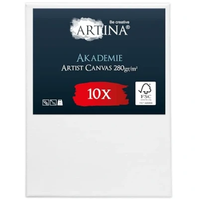 Image de Artina Set de 10 Canvas Toile Peinture 30x40 cm Tableau Châssis Entoilés en Bois FSC© a Peindre Blanche 100% Coton 280g/m² Toiles Stable Petite Akademie