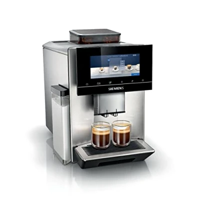 Image de Siemens machine à café automatique EQ900 TQ905D03, écran tactile, mode barista, réduction du bruit, 10 profils, broyeur premium, nettoyage la vapeur, 1 500 W, inox