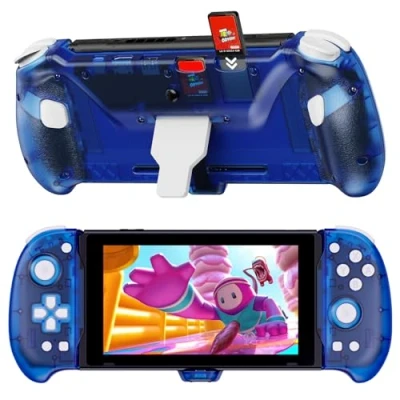 Image de NexiGo Gripcon à Effet Hall avec béquille et Sortie HDMI pour Le Dock TV, Joystick détection Switch/Switch OLED, Mode Portable, Ports USB 3.0 Pris en Charge 4K/1080P, Bleu