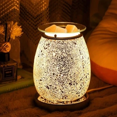 Image de Makmioo brûleur de Cire électrique, Parfum d&#039;intérieur, à Huile, Chauffe Cire, Lampe Huile veilleuse pour la décoration Maison (Mosaïque d’Argent)