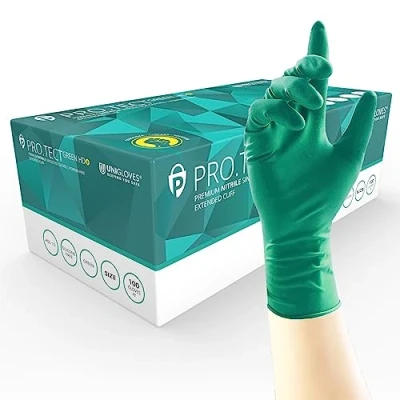Image de UNIGLOVES PRO.TECT GA0095 Lot de 100 gants jetables en nitrile HD + ultra résistants, usage unique, polyvalents, sans poudre, taille XL