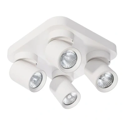 Image de Miratic Luminaire Plafonnier avec Source Lumineuse GU10 Remplaçable max. 12 W (Ampoule Non Incluse) Lampe Plafond Spot éclairage de (blanc, base carrée 4 têtes)