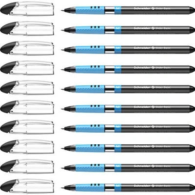 Image de Schneider Slider Basic (Stylos à bille, pointe moyenne (M)) Lot de 10 Stylos, Encre noire indélébile