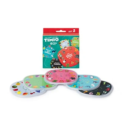 Image de TIMIO Disc Set #2 : 5 disques Audio pour Le Lecteur Apprendre Les Chiffres, 96 comptines Vol. 2, Animaux Marins, Formes, Fruits 8 Langues incluses Jouet d&#039;apprentissage de 2 à 6 Ans