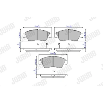 Image de JURID 572340J Jeu de plaquettes frein avec indicateur d&#039;usure sans accessoires HONDA: Civic 6 Hatchback, 7 V 3/5 portes