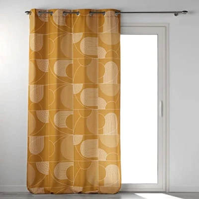 Image de Douceur d&#039;Intérieur Rideau, Polyester, Esquisse Camel, 140 x 260 cm