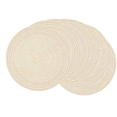 Image de SCF2017 Lot de 6 sets table ronds en fil coton tissé 30 cm (beige)
