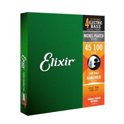 Image de Cordes Elixir® en Acier plaqué Nickel avec revêtement NANOWEB® pour basse 4 cordes, Long Scale, Light (.045 .100)