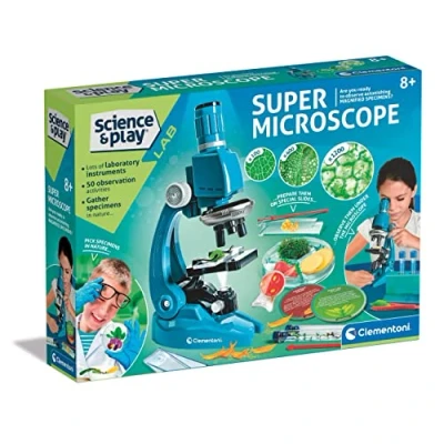 Image de Clementoni kit de Super Microscope : d&#039;expériences scientifiques pour Enfants, grossissement jusqu&#039;à 1200x (8 Ans et Plus)
