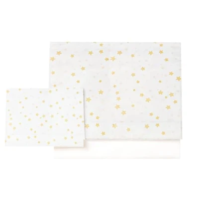 Image de various Parure de lit pour bébé 60 x 120 cm, linge lit, 100 % coton extra doux, fabriqué en Europe, (dessous + drap taie d&#039;oreiller) Imprimé étoile beige/blanc