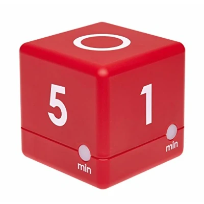 Image de TFA Dostmann Timer CUBE TIMER, minuterie, avec 4 temps de déroulement préréglés : 1 2 3 5 min, rouge, pour l&#039;école, le sport et la cuisine, gestion du