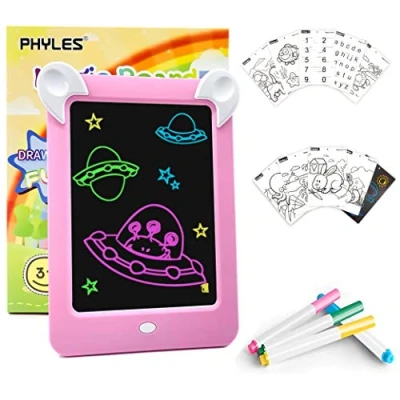 Image de PHYLES Tableau Magique, Ardoise Magique pour Enfant, Lumineuse Bebe Dessin Multifonction avec 8 Effets Lumineux Loisir Créatif Jouet Educatif Votre Petit Artiste (Rose)