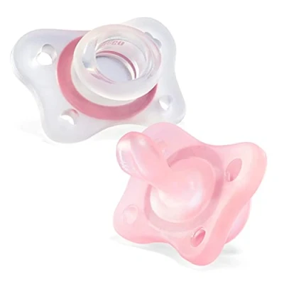 Image de Chicco Sucette Physio Mini Soft &quot;tout silicone&quot; x2 rose et neutre 2 6m