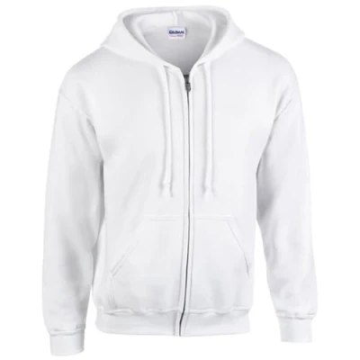 Image de Gildan Sweat à Capuche zippé pour Adulte Maillot de survêtement, Blanc, L Mixte