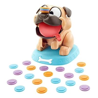 Image de Mattel Games Puglicious, Jeu de société consistant à empiler des friandises sur Le Nez d’Un Chien, pour Enfants partir 5 Ans, GND65