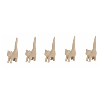 Image de Décopatch AP129Opack Un lot de 5 supports en papier brun pulpé 9,3x3,5x16,5 cm, Chat longue queue