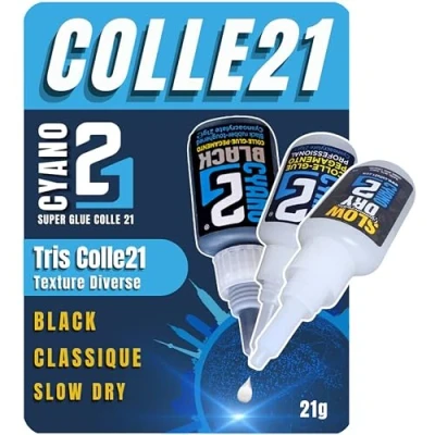 Image de Tris Super Glue Universelle Cyano Colle21 Black 21g Multi usage classique Colle Slow Dry sur tous matériaux