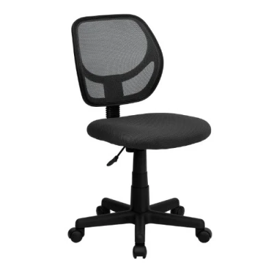 Image de Flash Furniture Chaise de Bureau pivotante en Maille Bas avec Dossier carré incurvé, Métal, Gris, Set of 1