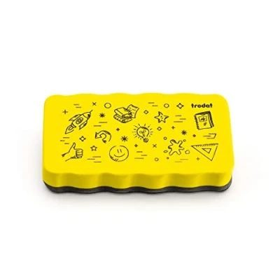 Image de Effaceur magnétique Trodat pour tableau blanc de couleur jaune Taille : 10,5 x 5,5 1,8 cm idéal enlever toutes les marques feutres sur