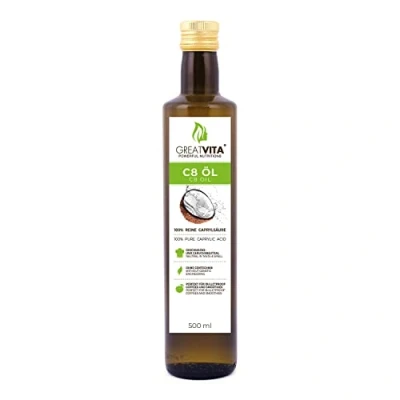 Image de huile MeaVita C8, à base d&#039;huile de noix coco, MCT acide caprylique, 500 ml