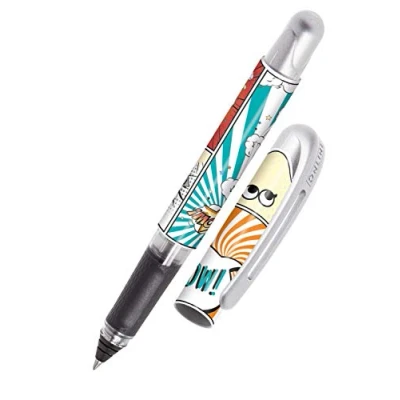 Image de ONLINE stylo roller ergonomique Wow │ pour l&#039;école et le lycée poignée souple gauchers droitiers cartouches d&#039;encre standard, rechargeables, couleur bleue stylos étudiants