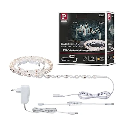 Image de Paulmann 78962 Kit de base Strips LED FlexLED 3D 3 m incl. 1x8,0 watts gradable bande lumineuse Blanc barre plastique 3000 K