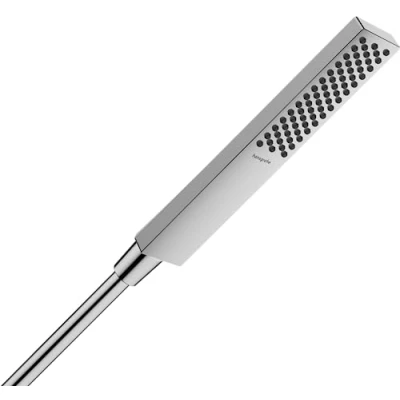Image de hansgrohe Pulsify E Pommeau de douche économie d&#039;eau avec 5 l/min (EcoSmart+), Douchette à main 1 type jet (PowderRain), carré (100 x 25 mm), Chromé