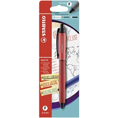 Image de STABILO Stylo roller avec mécanisme d&#039;impression PALETTE en rouge Largeur de trait F (0,4 mm) simple Couleur d&#039;écriture