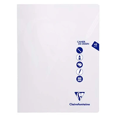 Image de Clairefontaine 303380C Un Cahier Agrafé Dessin Mimesys Incolore 24x32 cm 48 Pages Unies Blanches Papier à 125 g Couverture Polypro