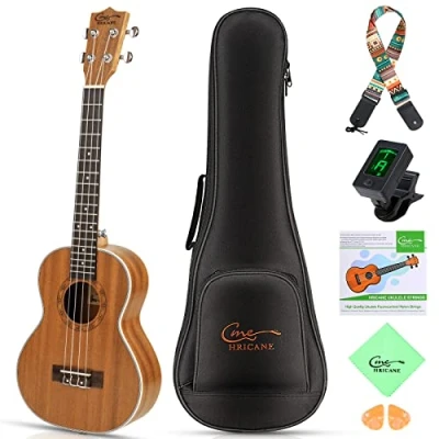 Image de Ukulélés Soprano, Concert 21 Pouces Professionnel Ukulélé avec Housse, Tuner, Cordes, chiffon d&#039;essuyage, Médiators de 4 cordes Ukulele Plectres