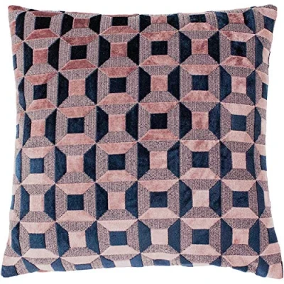 Image de Paoletti Empire Housse de Coussin en Velours Jacquard Motif géométrique Rose poudré 45 x cm, Polyester, Blush/Bleu Marine