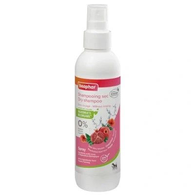 Image de BEAPHAR Spray Shampoing Sec labellisé ECOCERT pour chien et chat Contient de l&#039;Aloe Vera, l&#039;huile Bourrache la Menthe Bio pH neutre Sans parabène/silicone/colorant/alcool 200 ML