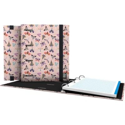 Image de Grafoplás Classeur à anneaux A5 Carpebook Butterfly Bits&amp;Bobs Comprend recharge quadrillage 5 x bord couleur Dos incurvé ergonomique 4 ronds 25 mm Certifié FSC Papeterie scolaire