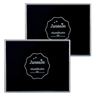 Image de Roucerlin Lot de 2 tampons encreurs Grande Taille pour Loisirs créatifs, Scrapbooking, Peinture au Doigt Enfants, en Caoutchouc (Noir)