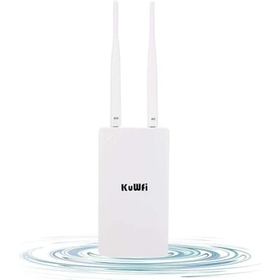 Image de KuWFi routeur 4G LTE 150Mbps WiFi N 300Mbps, étanche extérieur sans Fil avec antenne Amovible pour caméras de Surveillance et Modem Carte SIM Orange Vodafone ILIAD SFR