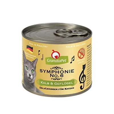Image de GranataPet Symphonie No.6 Nourriture pour Chat au Veau et à la volaille sans céréales ni sucres ajoutés Filet en gelée Naturelle Humide délicate Chats 6 x 200 g