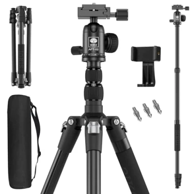Image de SIRUI APT 02 trépied pour appareil photo de 199,9 cm haut en aluminium et monopode avec colonne centrale, amovible reflex numérique tête sphérique à 360 , plaque