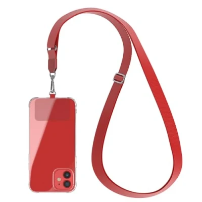 Image de EAZY CASE Chaîne Universelle pour téléphone Portable adaptée à Tous Les Smartphones Tour de Cou Housse avec Cordon Sangle cellulaire adapté Toutes Pochettes Rouge