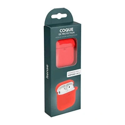 Image de ITENSE Coque écouteurs sans Fil Compatible Apple, airpods 1 et 2 Couleur: Rouge Matière: Silicone Etui de Protection Protège des Chocs Rayures Souple