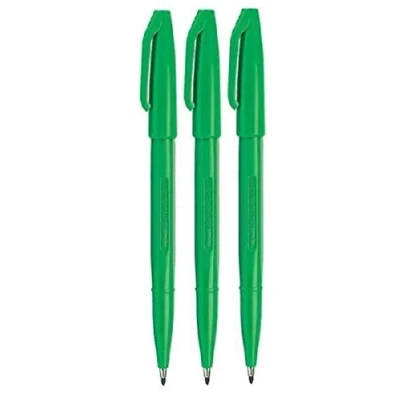Image de Pentel Sign Pen S520 original vert Couleur Marqueurs pointe fibre fine 2 mm 1 Line largeur (Lot de 3)