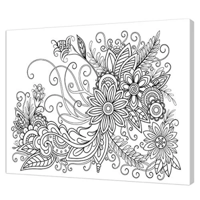 Image de Pintcolor 9104 Cadre avec Toile imprimée à colorer, Bois Coton, Blanc/Noir, 50 x 40 3,5 cm