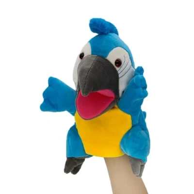 Image de lilizzhoumax Jouets en Peluche Perroquet Marionnette à Main Simulation Jouet Poupée Réaliste, Jeu de rôle Mignon, éducatifs interactifs pour Enfants, Animaux