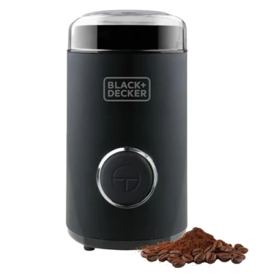 Image de BLACK+DECKER BXCG150E Moulin à Café Électrique 150 W, Réservoir Grains 50 g, Lames et en Acier Inoxydable, Broyage Fin, Rangement de Cable, Noir