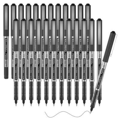 Image de Shuttle Art 25 Stylos Roller à Encre Liquide Noir, Lot de Stylo Pointe Fine(0,5mm), Séchage Rapide pour Ecriture Fluide et Précise, Fournitures Bureau d&#039;Ecole