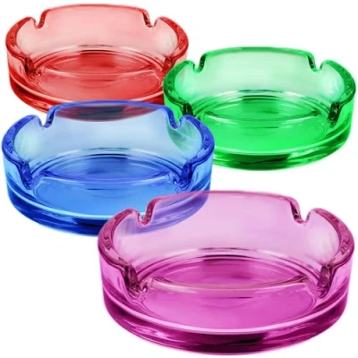 Image de com four® 4X Cendriers en Verre coloré de Table colorés pour Cigarettes ménages et Restaurants collecteurs Tabac 5 mm d&#039;épaisseur (04 pièces 4 Couleurs)