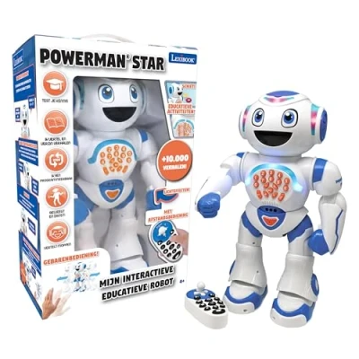 Image de Lexibook, Powerman® Star, Robot télécommandé, Parle et Marche, Programmable STEM, pour Enfants 4+, Version néerlandaise, Blanc/Bleu, ROB85FR