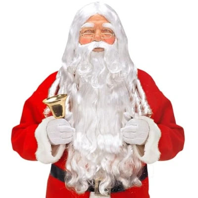 Image de Générique Pe538 Perruque + Barbe Moustaches Et Cache Sourcils Père Noel Luxe Taille Unique