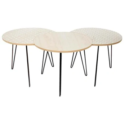 Image de HOME DECO FACTORY Lot de 3 Tables Blanches, Beige, Blanc, Taille Unique