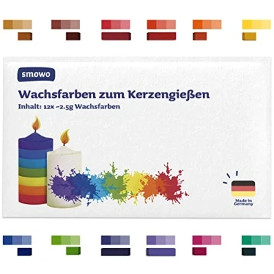 Image de Smowo® 12 couleurs de colorant cire bougie pour bougies à faire soi même Set colorer la fabriqué en Allemagne