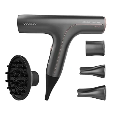 Image de Cecotec Sèche cheveux ionique Bamba Ionicare 6000 RockStar Soft Pro. Moteur numérique, faible consommation d&#039;énergie, ions réels, protection extrême, fonction autonettoyante, 4 accessoires.